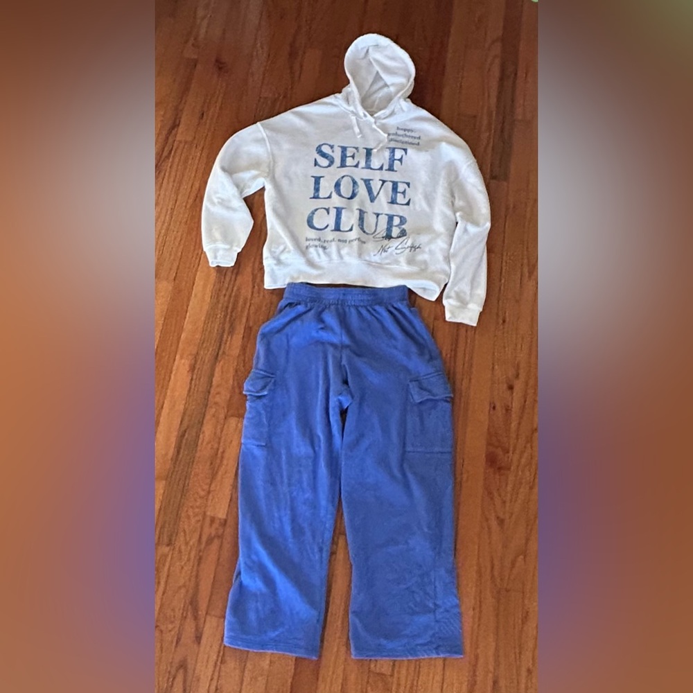 Grayson / Thread Self Love Club sweatshirt hoodie & cargo sweat pants large med